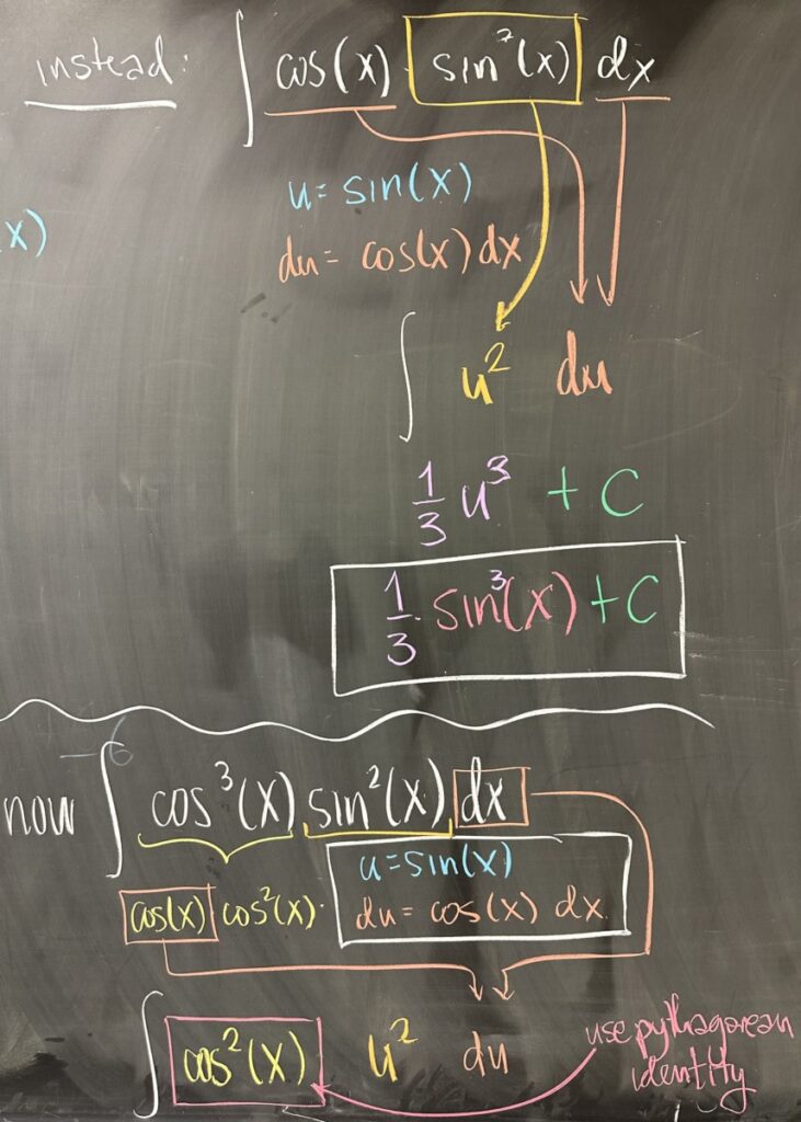 A photo of math course notes written on a chalkboard.