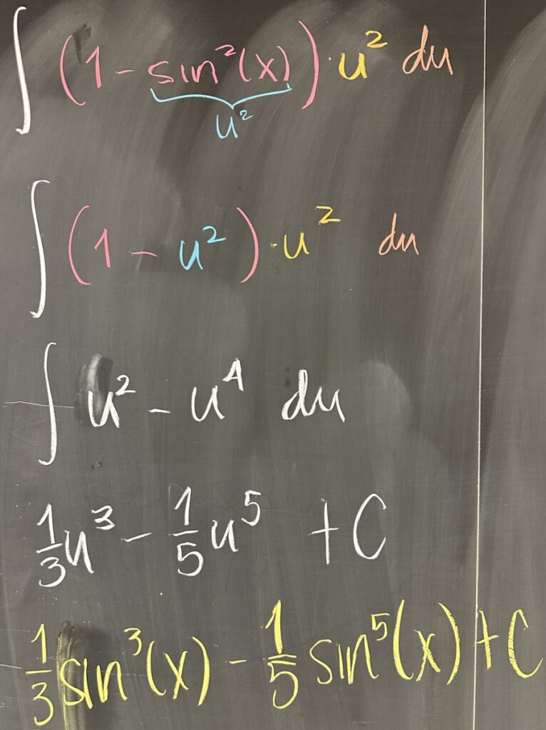 A photo of math course notes written on a chalkboard.