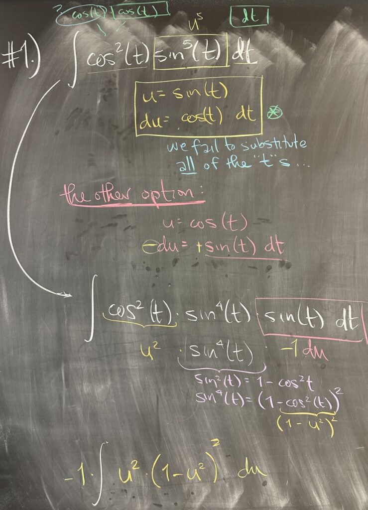 A photo of math course notes written on a blackboard.