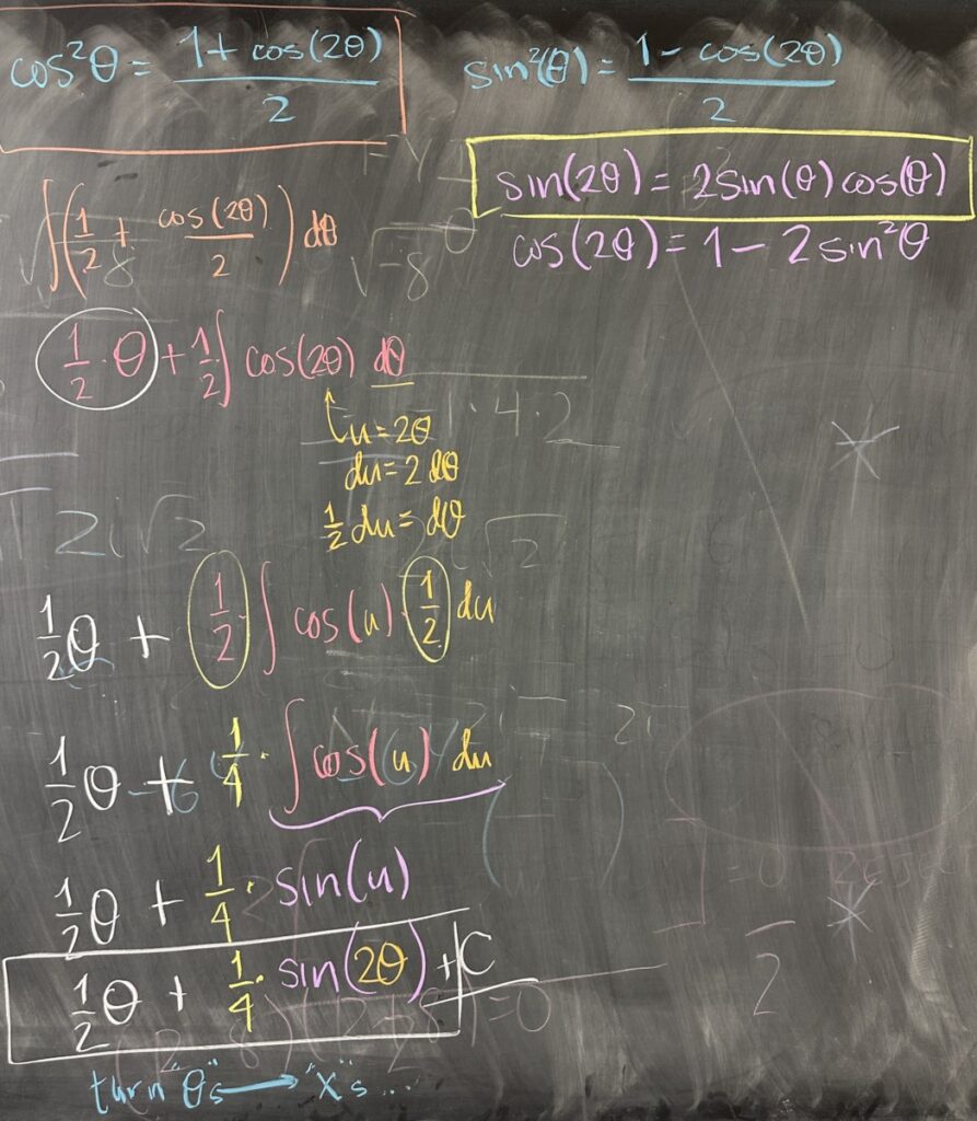 A photo of math course notes written on a blackboard.