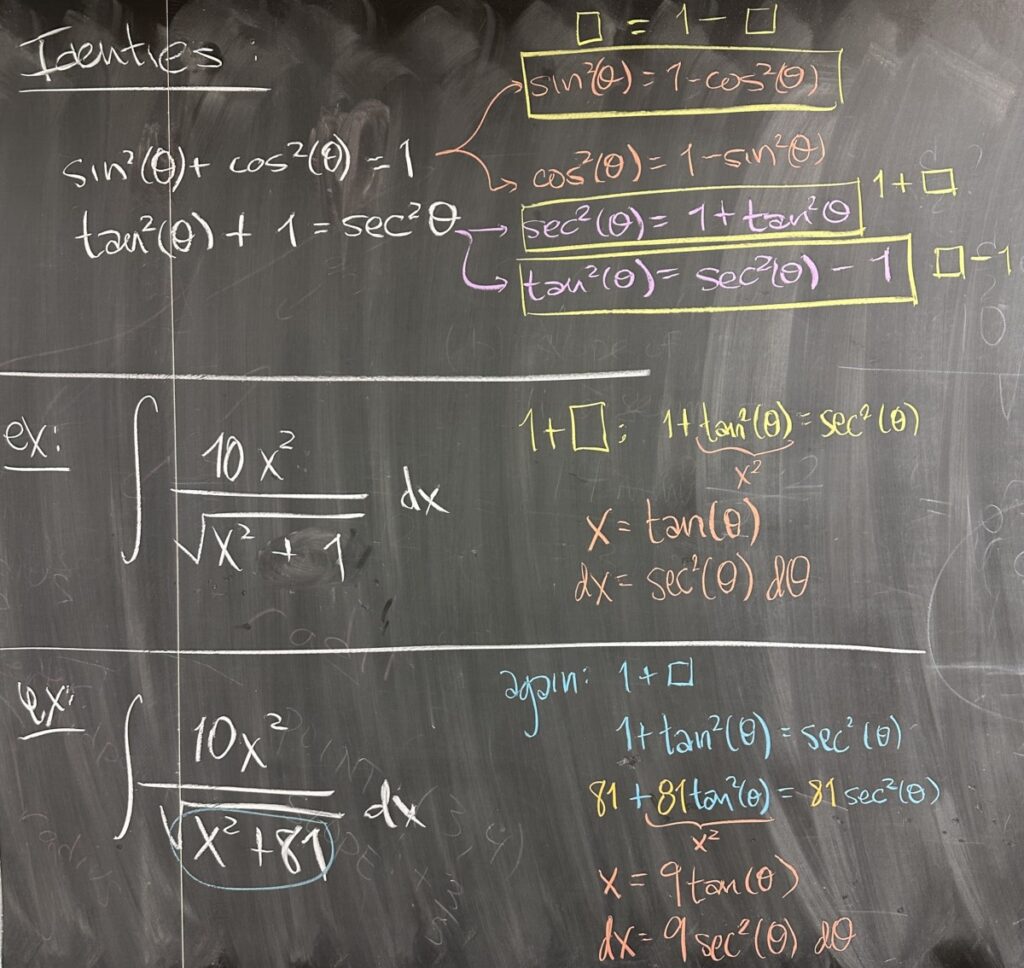 A photo of math course notes written on a blackboard.