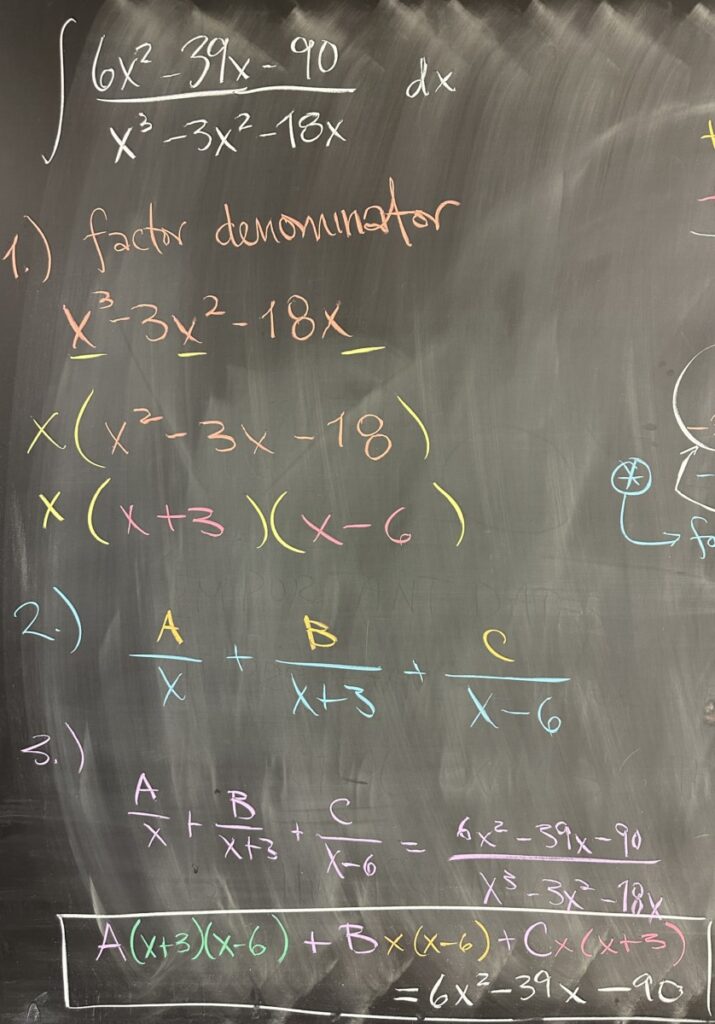 A photo of math course notes written on a blackboard.