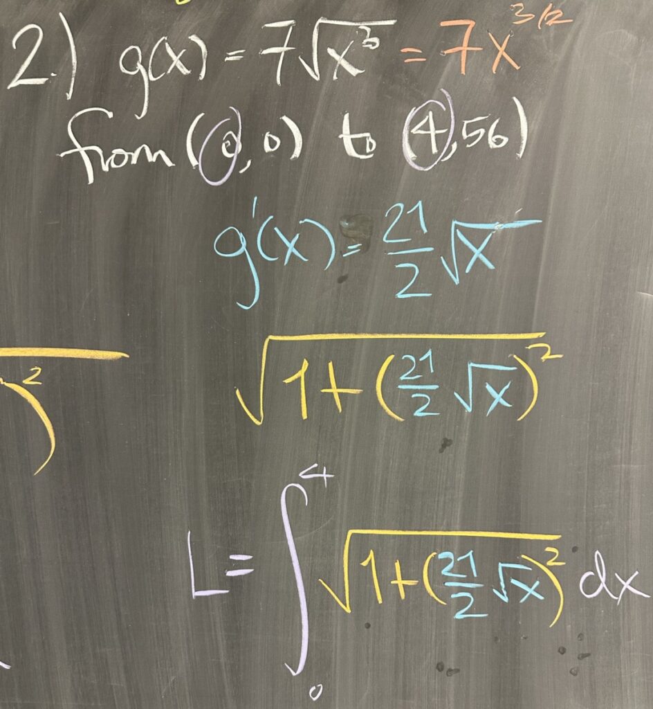 A photo of math course notes written on a blackboard.