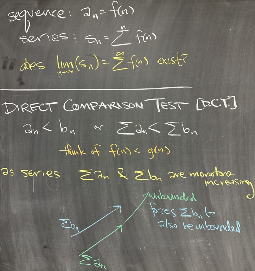 A photo of math course notes written on a blackboard.