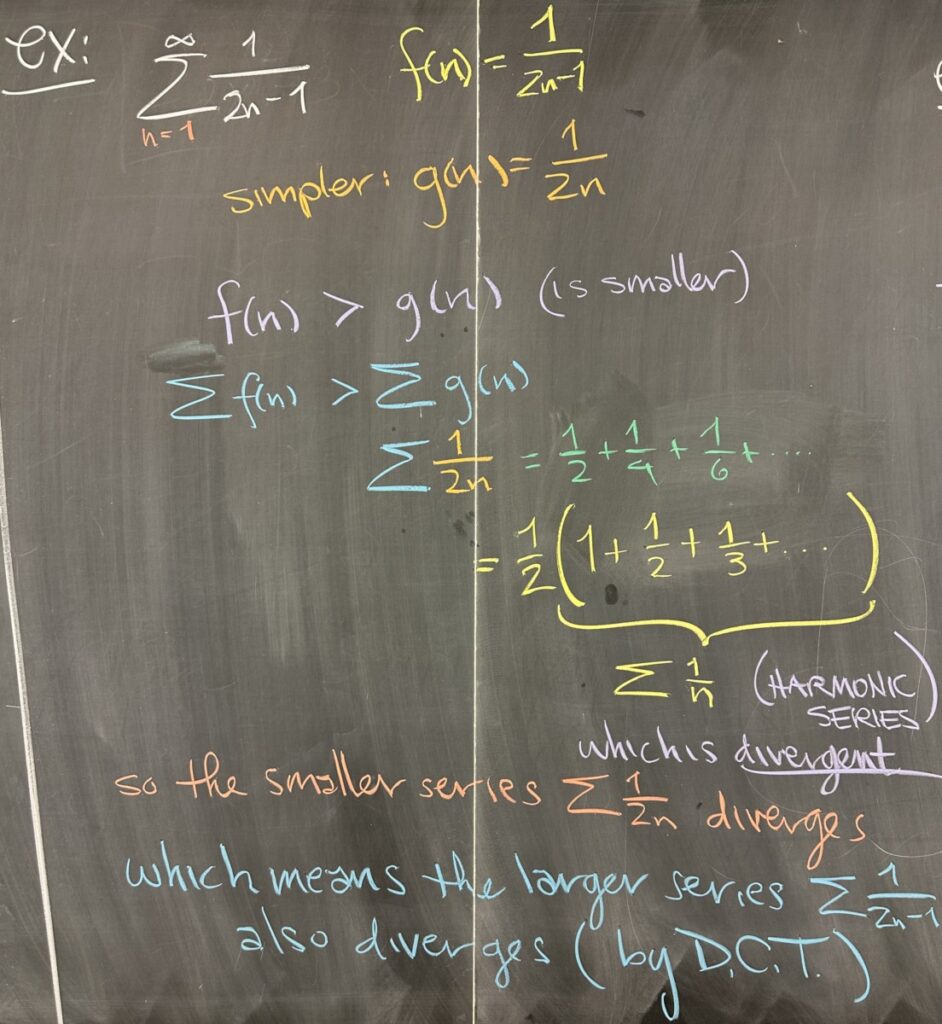 A photo of math course notes written on a blackboard.