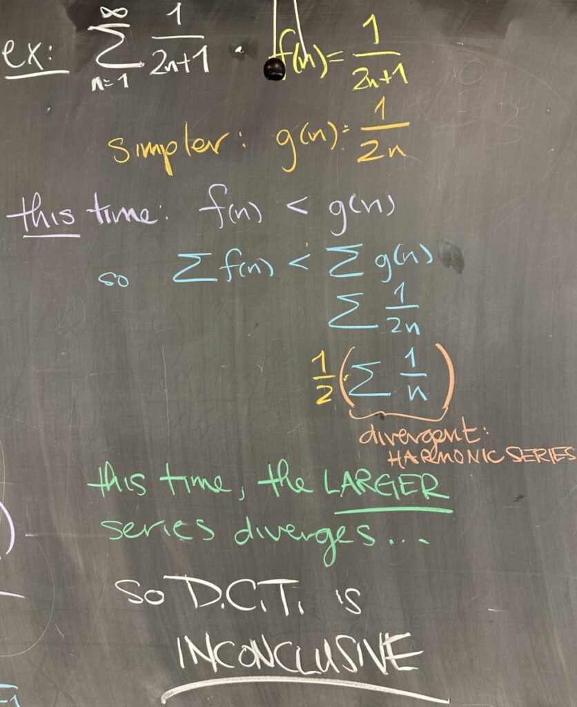 A photo of math course notes written on a blackboard.