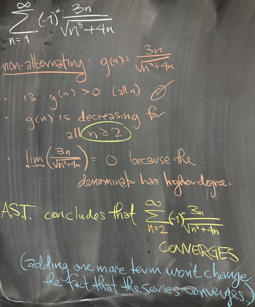 A photo of math course notes written on a blackboard.