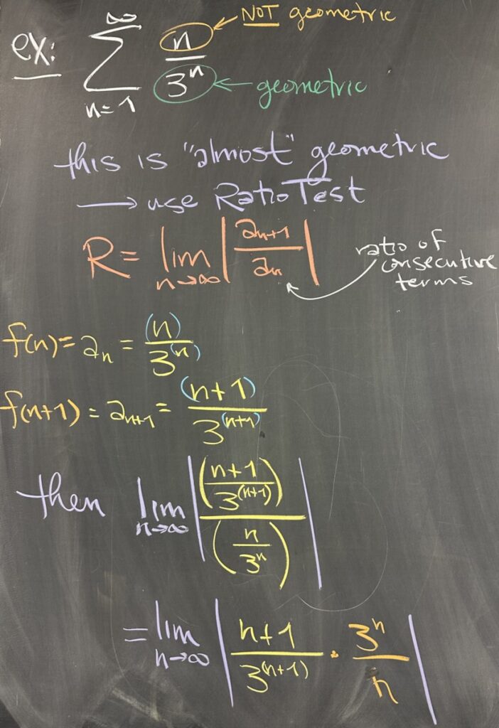 A photo of math course notes written on a blackboard.