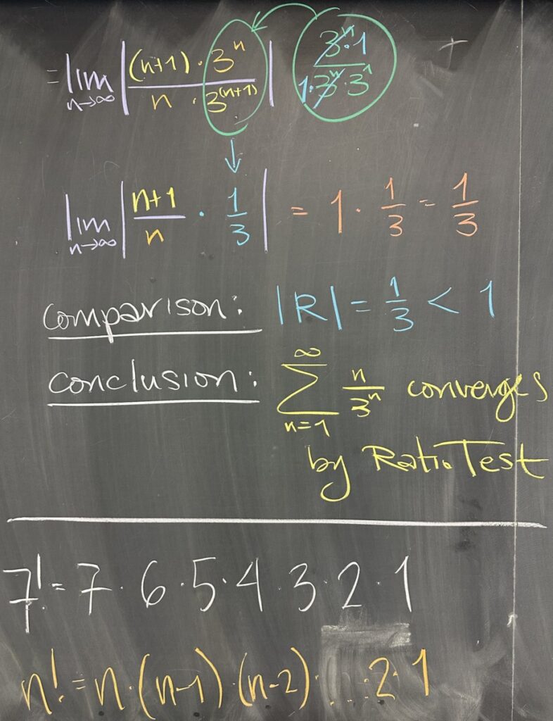 A photo of math course notes written on a blackboard.