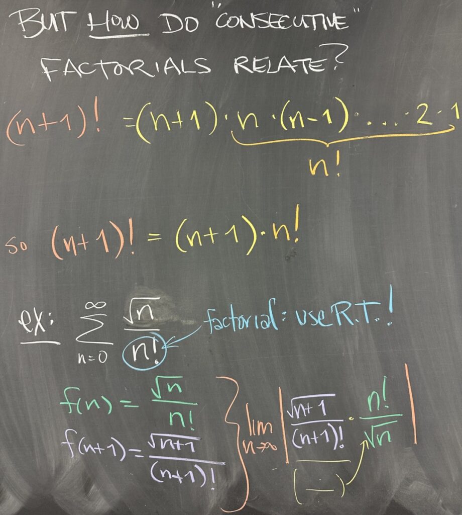 A photo of math course notes written on a blackboard.