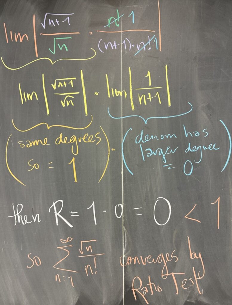 A photo of math course notes written on a blackboard.