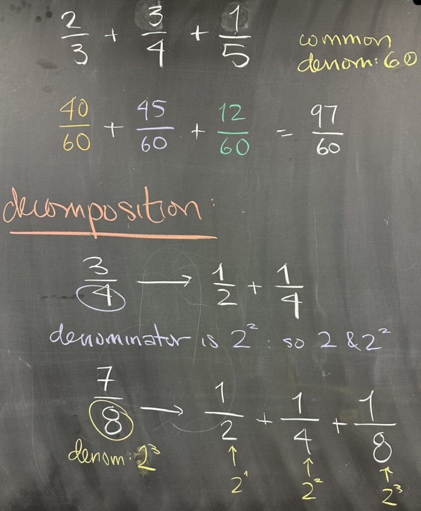 A photo of math course notes written on a blackboard.