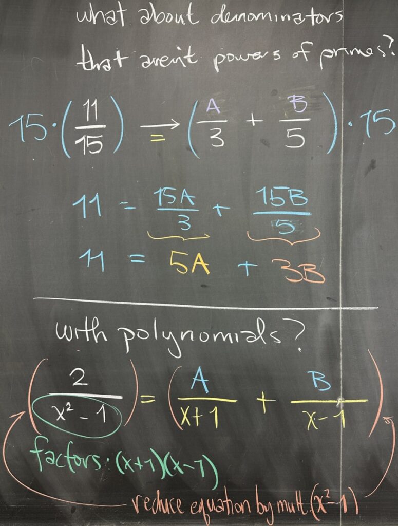 A photo of math course notes written on a blackboard.