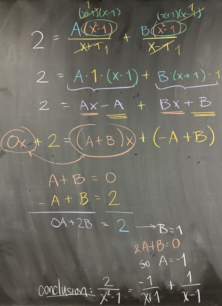 A photo of math course notes written on a blackboard.