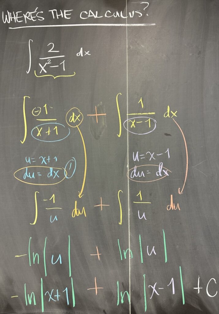 A photo of math course notes written on a blackboard.