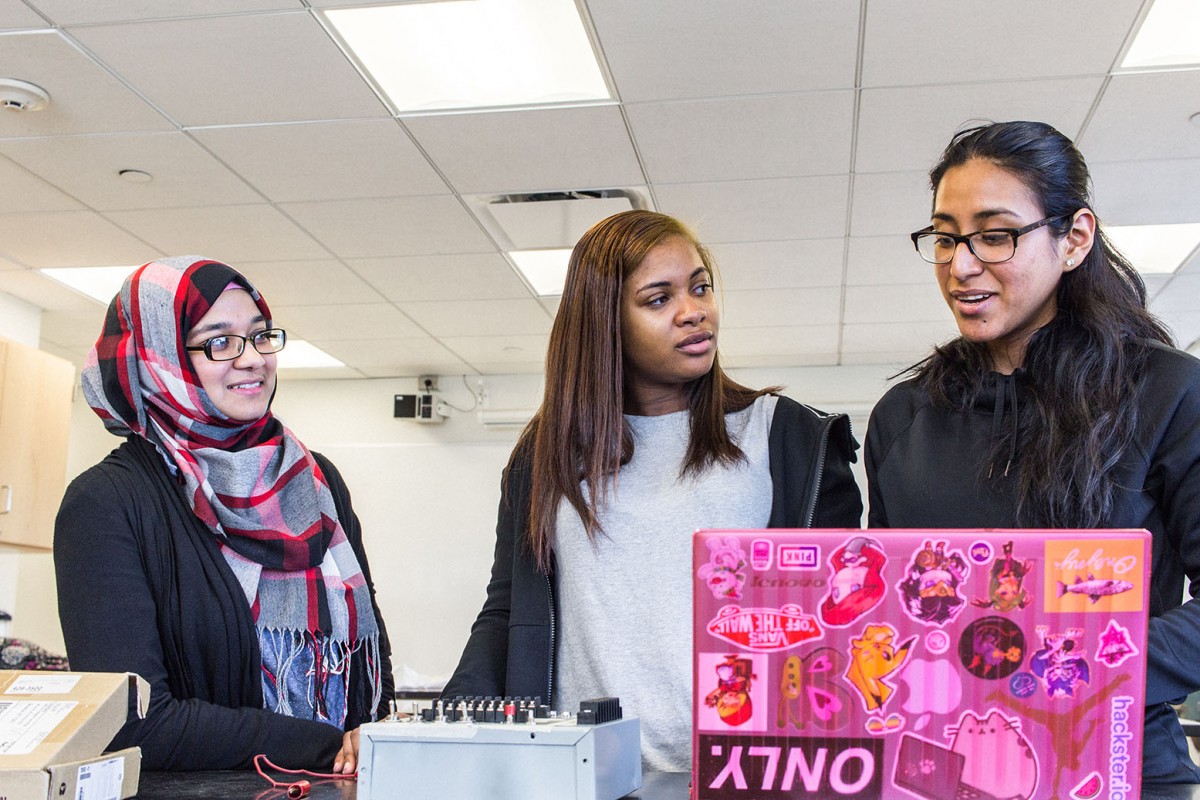 Three Female students from the Computer Engineering Technology Departmenthe 