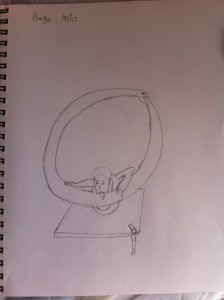 My sketch of the piece I  chose from the Francesco Clemente exhibit 