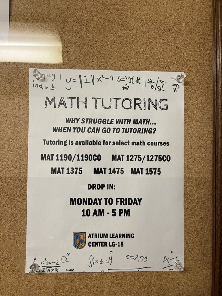 Photo of tutoring schedule