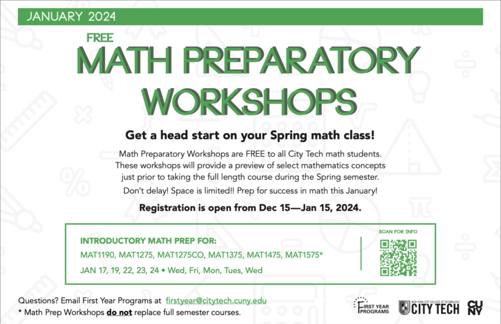 Information for math preparatory workshops