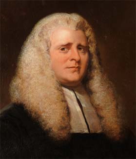 Portrait of an old fashioned white guy in a big white wig