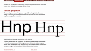 Proportion differences between Helvetica and Garamond.