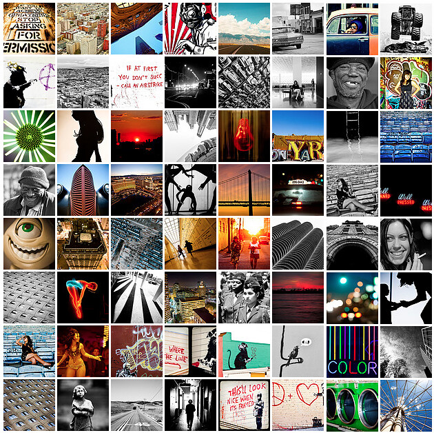 8x8 grid of photos of all different subjects