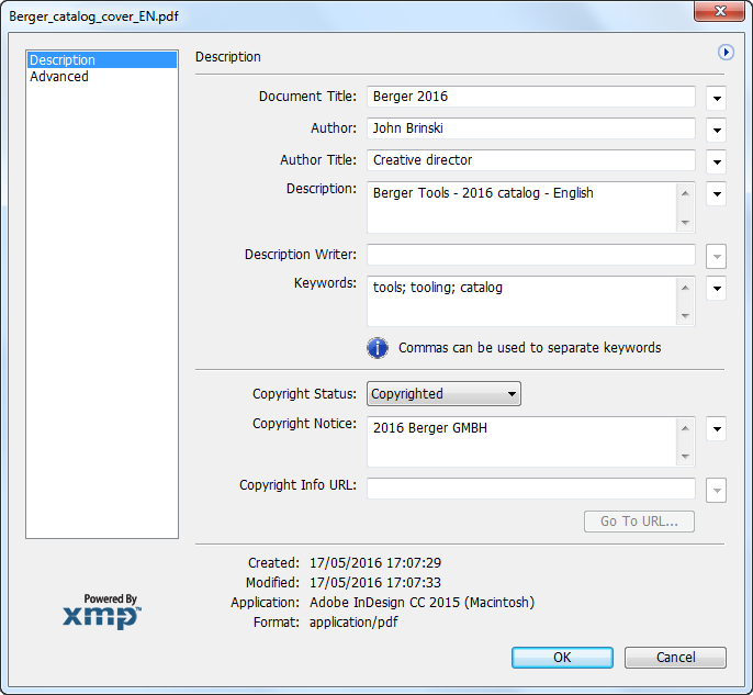 Metadata example