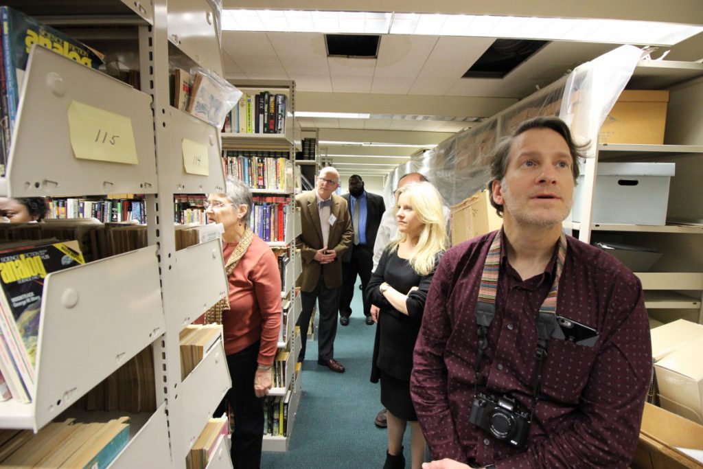 Touring the City Tech Science Fiction Collection. Photo by Jason Ellis.