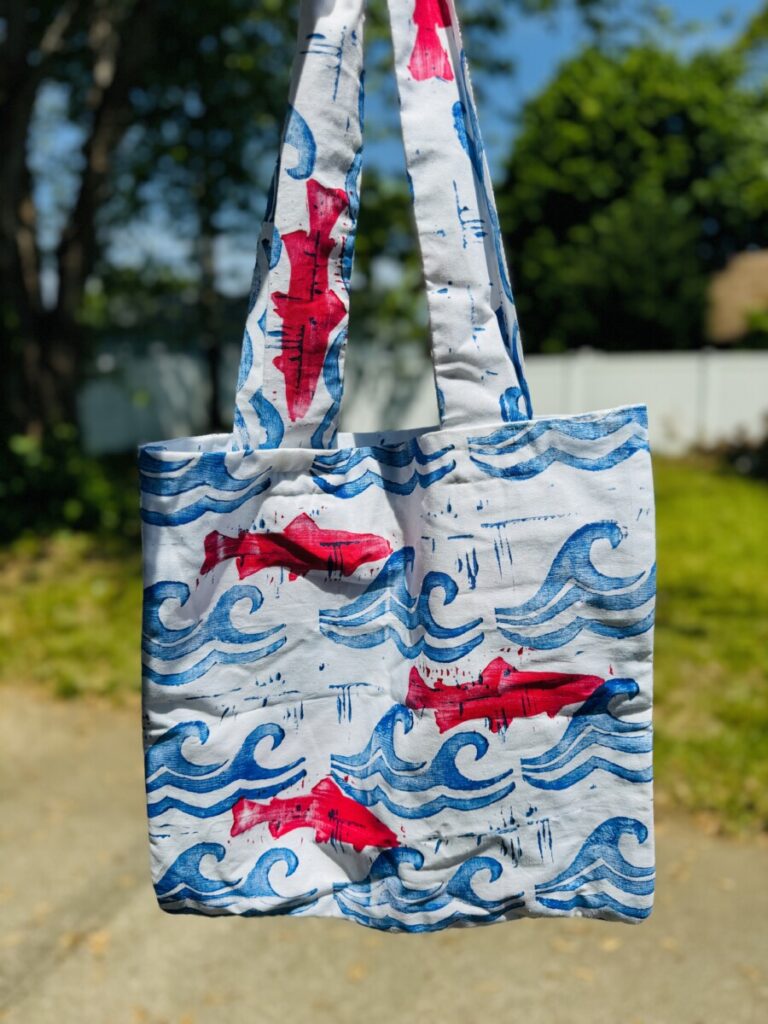 Tote bag made out of block printed fabric