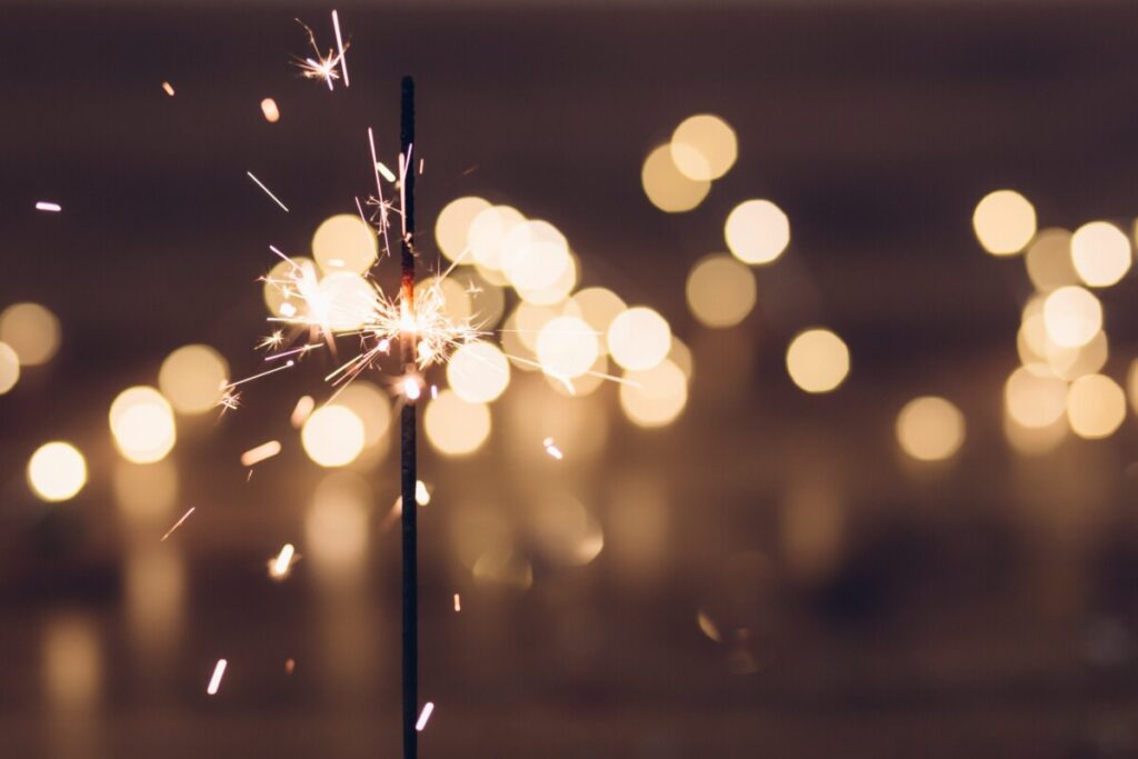 photograph of a sparkler and light reflections