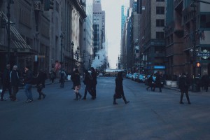 people crossing the street