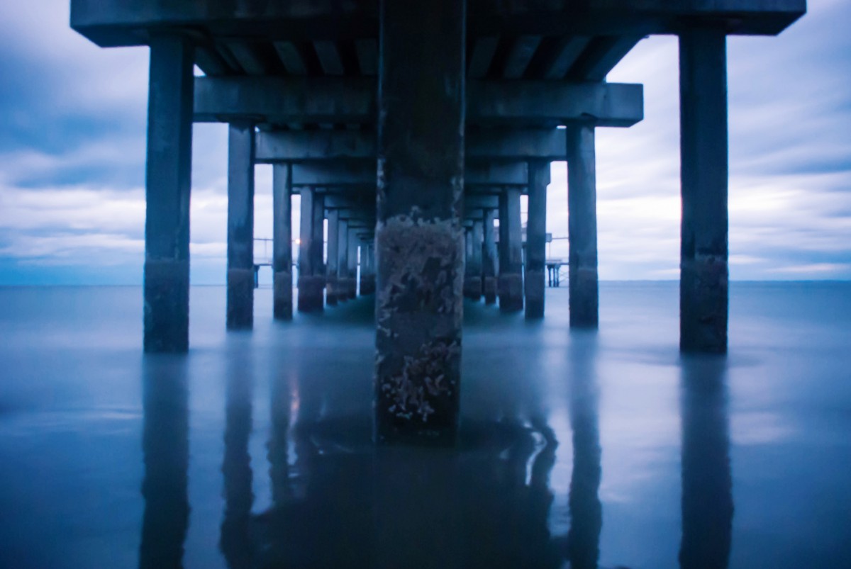 the water under a pier
