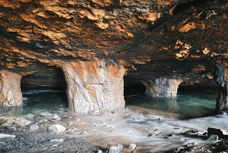the interior of a cave