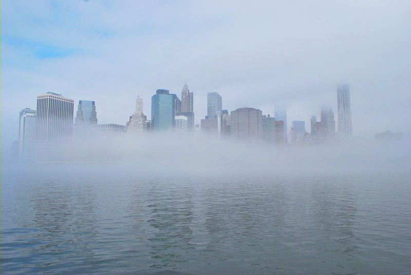 fog covering a city skyline