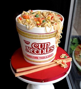 ramen noodle cup made out of cake