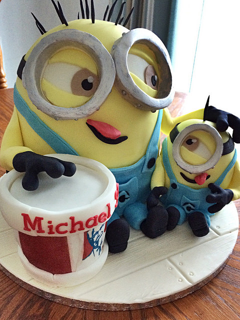 two minions made out of cake