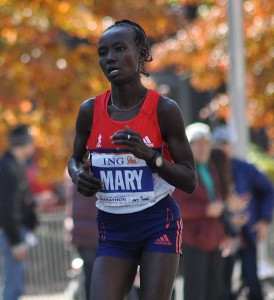a woman running a marathon
