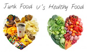 junk food versus healthy food