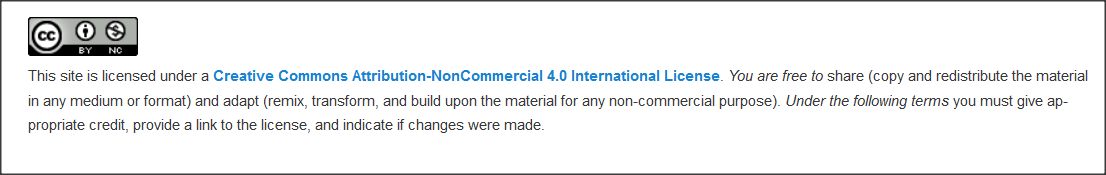 Creative Commons attribution-noncommercial 4.0 international license statement