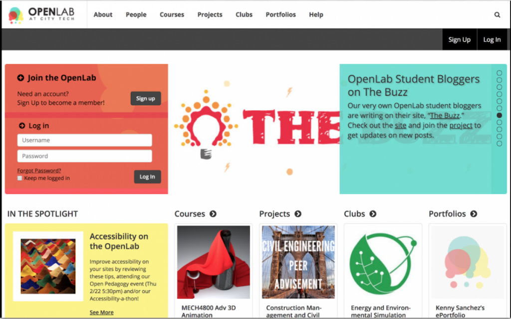 Screenshot of the OpenLab website home page