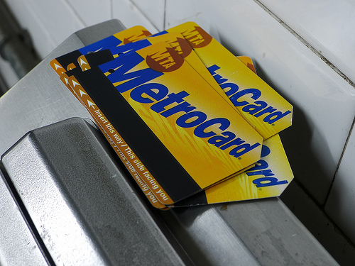 a stack of MetroCards