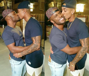 two young men kissing