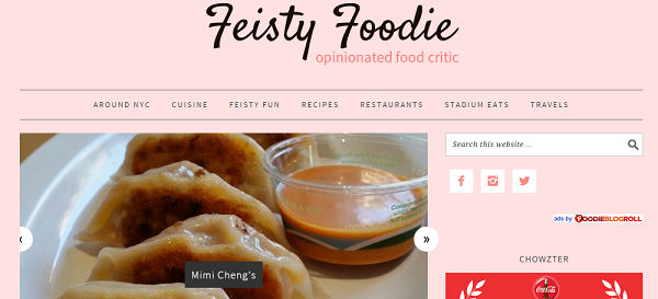 screenshot of a foodblog