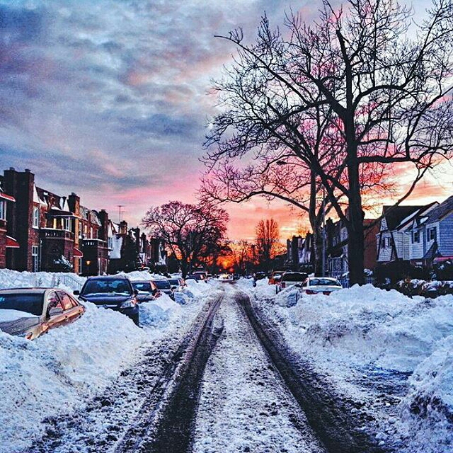 a snowy city street