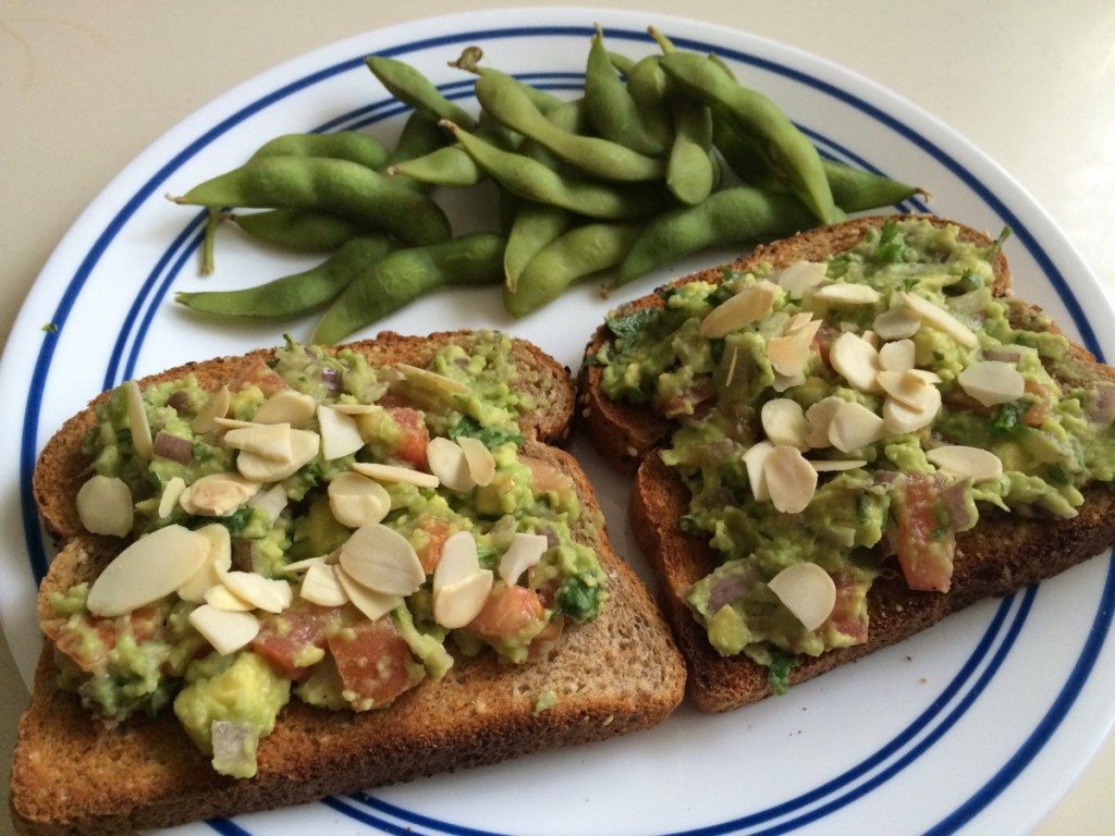Chunky Guacamole on Multi-Grain bread with Toasted Almonds 