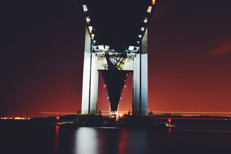 a city bridge at night
