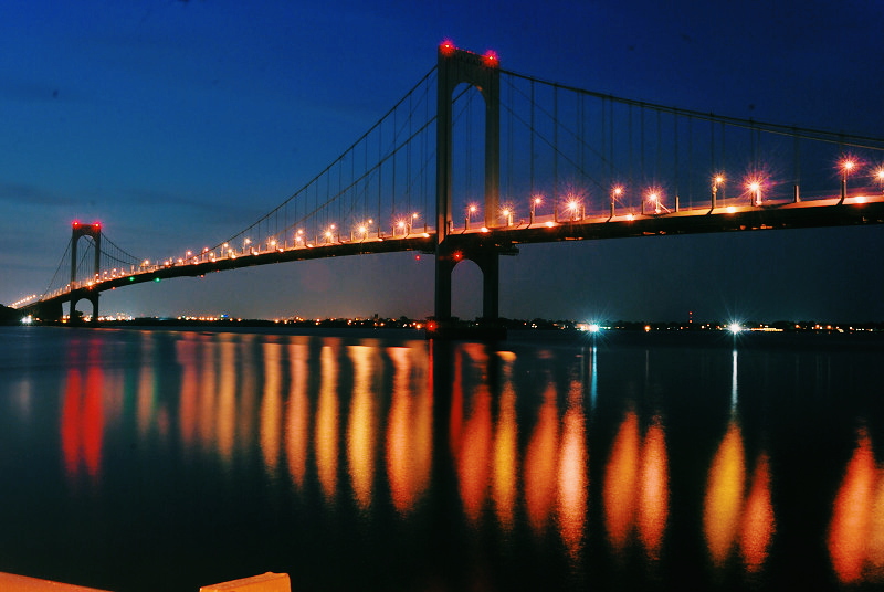 a city bridge at night