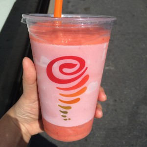 a pink smoothie