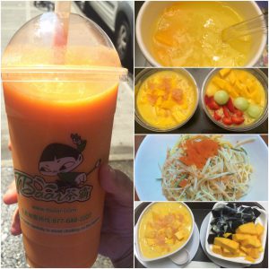 dishes and drinks with mango