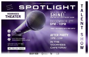 a flyer for a talent show called "Spotlight"